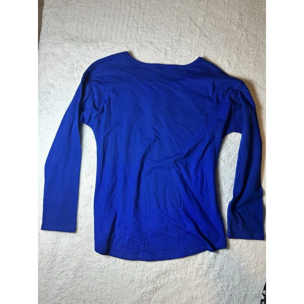 Justice girls sz 12 long sleeve blue Top with sequin neckline